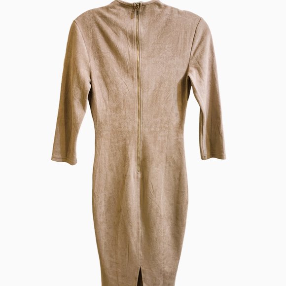 Akira Chicago Deep V-neck Faux Suede Dress - Picture 4 of 8